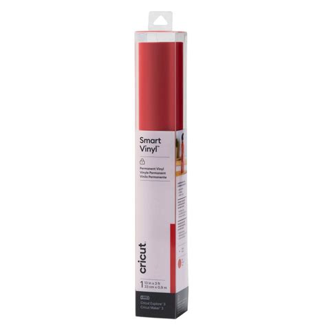 2009324 - Cricut Smart Vinyl Permanent Red 120cm; 1 roll 5.5 in x 10 ft (13.9 cm x 3 m); Matte finish; Works without a cutting mat – just load & go!; Dishwasher friendly; Weather-resistant, ideal for outdoor projects; For Cricut Joy™
